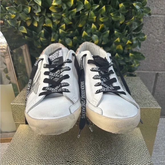 Golden Goose Women's White and Gold Glitter Sneakers - Picture 6 of 11
